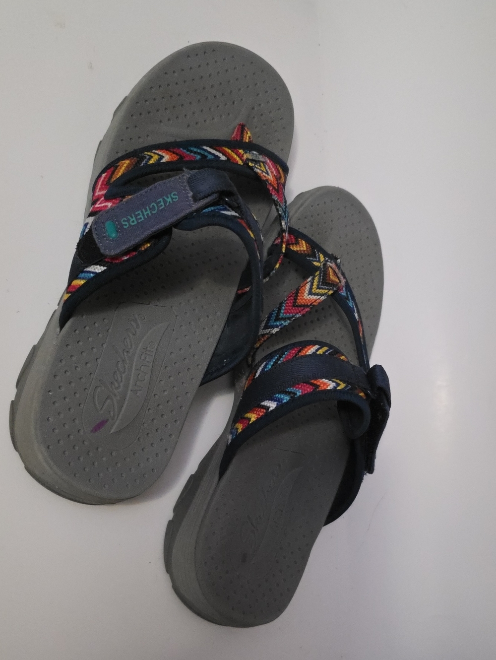Skechers SZ 9 Wmn’s Reggae Zig Swag Multicolor Strappy Sport Sandals - Picture 3 of 6